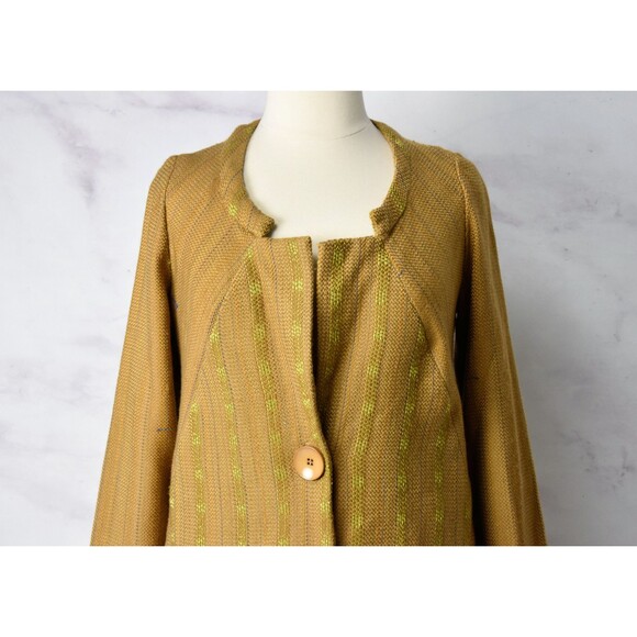 Vintage Camel Jacket Size Large - XL Textural Woven Spring Minimalist Coat - Picture 5 of 9